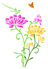 vector flower and butterfly