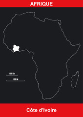 Carte Afrique - Côte d'Ivoire- Vectoriel