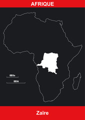 Carte Afrique - Zaïre - Vectoriel