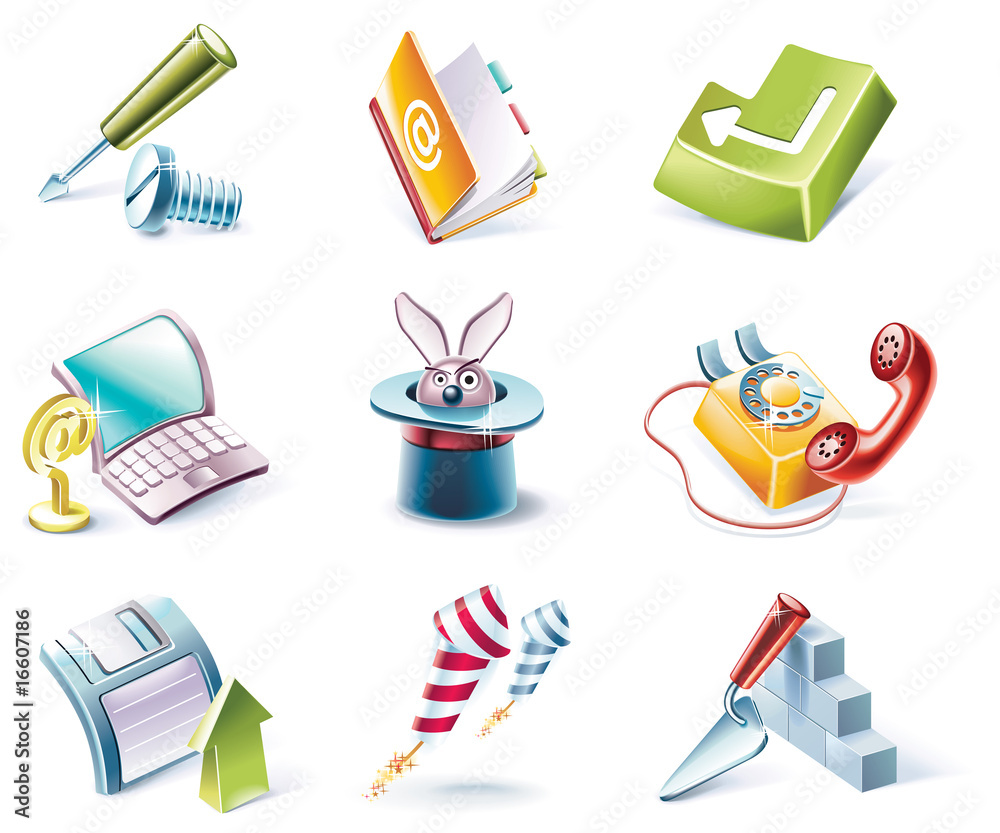 Wall mural vector cartoon style icon set. part 4