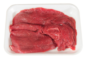 Raw meat packaging. Clipping path