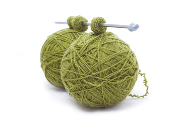 balls of green yarn