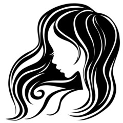 Vector decorative vintage woman with beautiful long hair