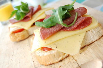 Cheese and salami sandwich