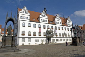 Fototapeta na wymiar City Hall w Wittenberg, Saksonia-Anhalt, Niemcy