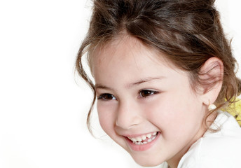 happy little girl a on white background