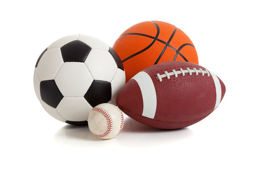 Assorted Sports Balls on White