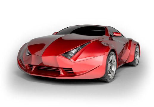 Red sport car. My own car design.