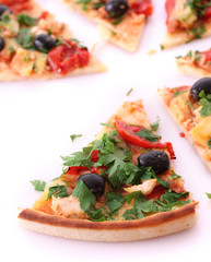 tasty Pizza with olives isolated on white