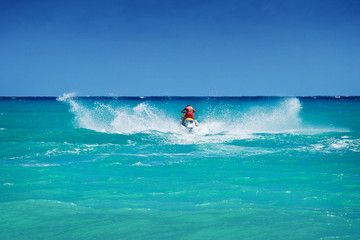 Man riding jet ski