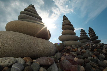stone stacks against sky