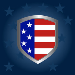 USA flag inlay on metal shield emblem