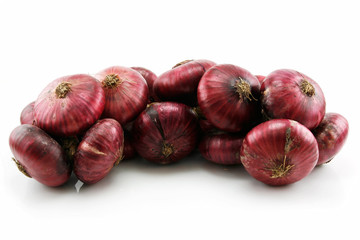 Bunch of Ripe Red Onion Isolated on White