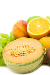 slice melon on fruits background