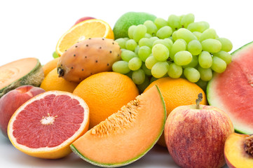 fresh fruits on white background