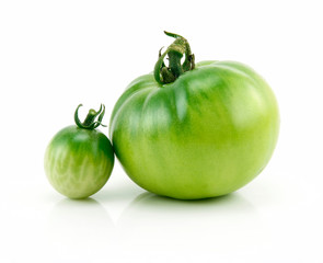 Two Ripe Green Tomatoes Isolated on White