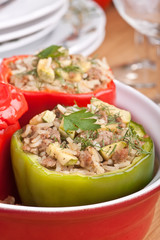 stuffed peppers in a dish