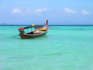 Naklejka na ściany i meble Longtail boat in Andaman sea, Lipe island, Thailand