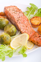 healthy salmon with vegetables