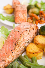 healthy salmon with vegetables