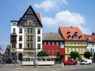 Colourful houses in downtown Erfurt, Germany