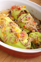 squash stuffed with vegetables and meat