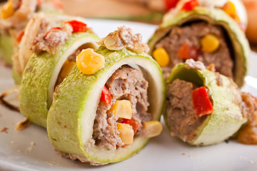 squash stuffed with vegetables and meat