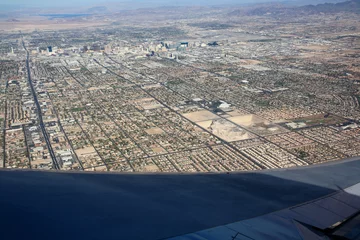 Poster Panorama Las Vegas with airplane © ril