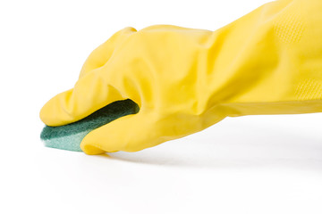 latex glove and sponge