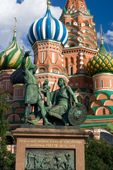 Fototapeta na wymiar St. Basil Cathedral and Pozharsky And Minin Monument