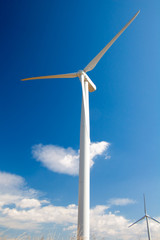 wind turbine on blue sky