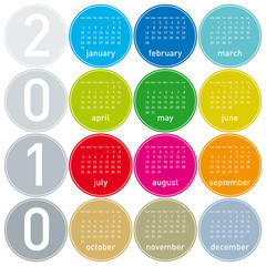 Colorful Calendar for year 2010 in a circles theme