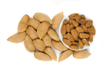 Almond fruit isolated on white