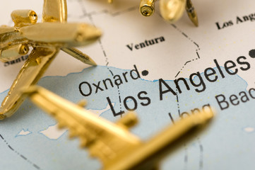 Plane Over Map of L.A.