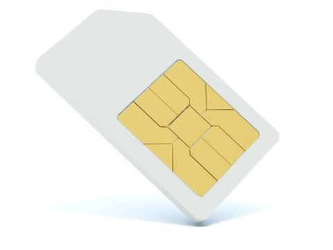 3d sim card isolated on white