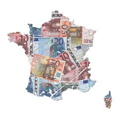 grunge France map with euros