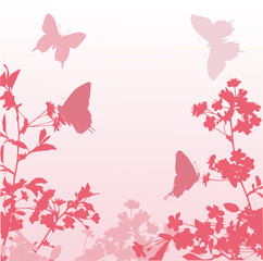 half pink frame with butterflies