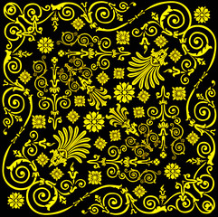 yellow on black curl background