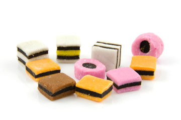 colorful English candy over white backgound