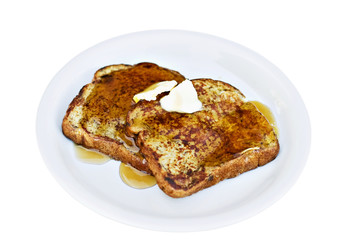 French toast made from raisin bread. Clipping path included.