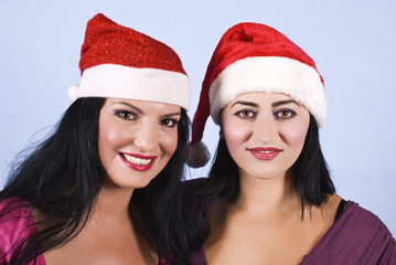 Portrait of beauty women with santa hat