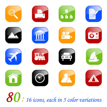 Photo and travel icons - color series