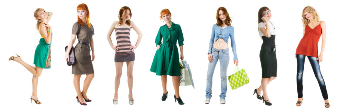 Group of shopping girls