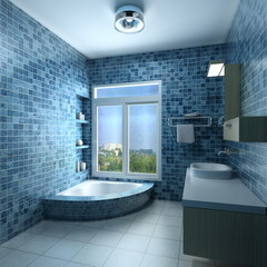 3d rendering interior of a modern bathroom