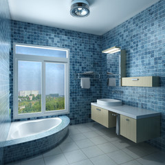 Fototapeta na wymiar 3d rendering interior of a modern bathroom