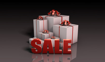 Sale Sign with Gift Boxes