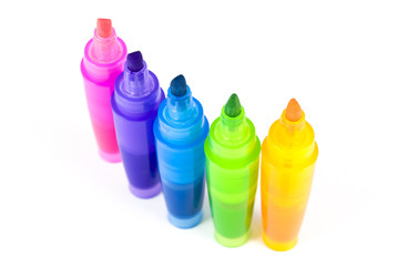 Five colorful highlighters