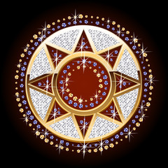 Ornamental symbol in gold and diamonds