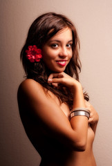Glamour close-up portrait of a beautiful young woman