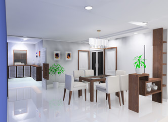 a dining room in the apartment